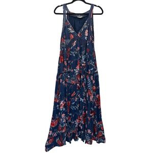 Hummingbird Boho Floral Maxi Dress/Tiers, Crotchet, Lined, Sleeveless/Cottage Sm